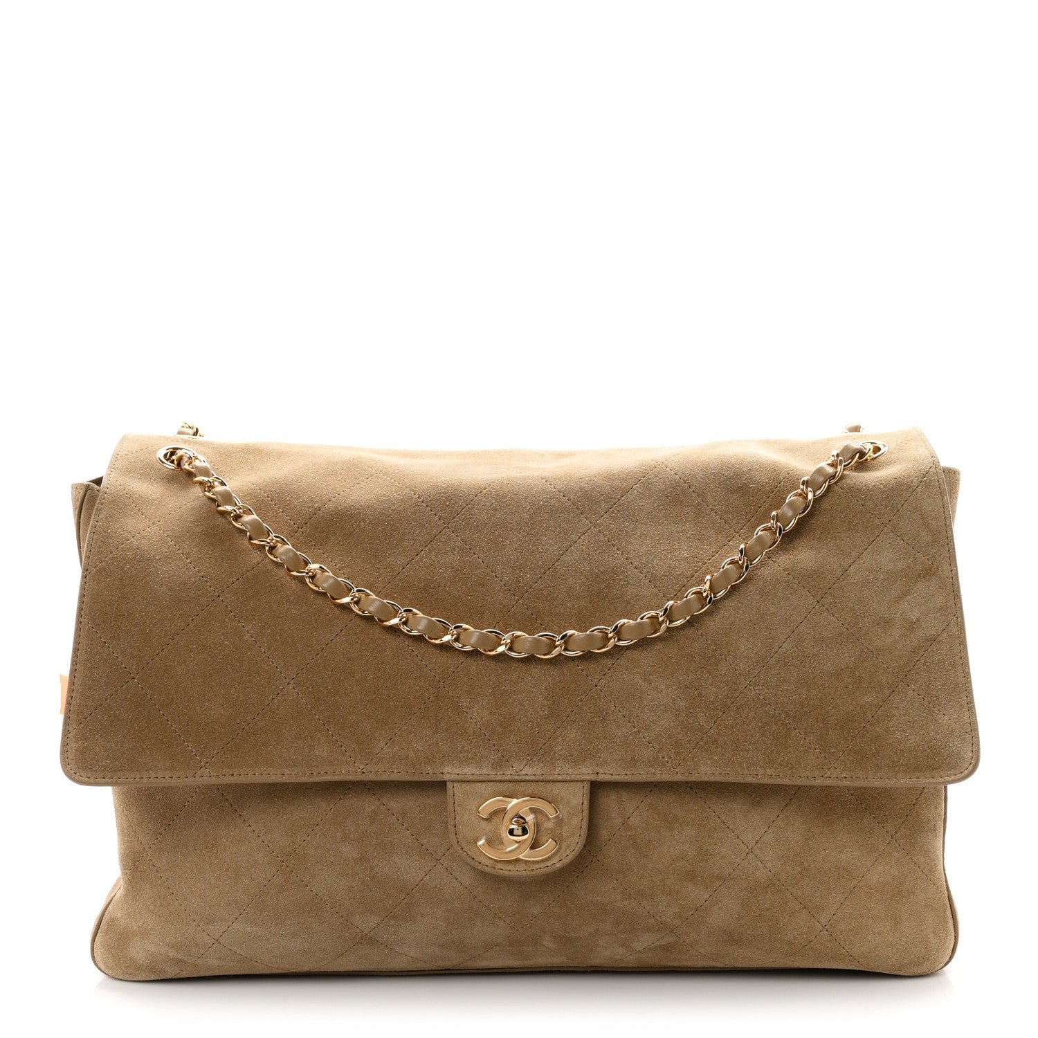 Chanel Suede Calfskin Souplissimo Maxi Flap Dark Beige