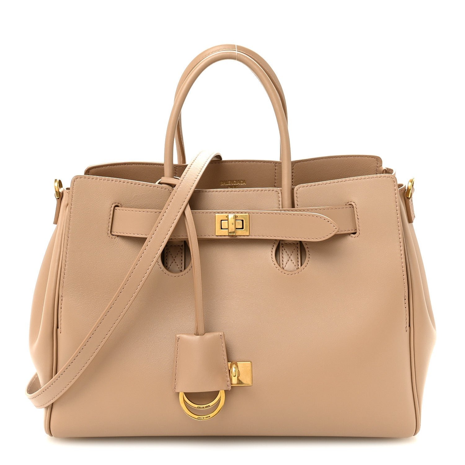 Balenciaga Smooth Calfskin Small Bel Air Carry All Bag Latte