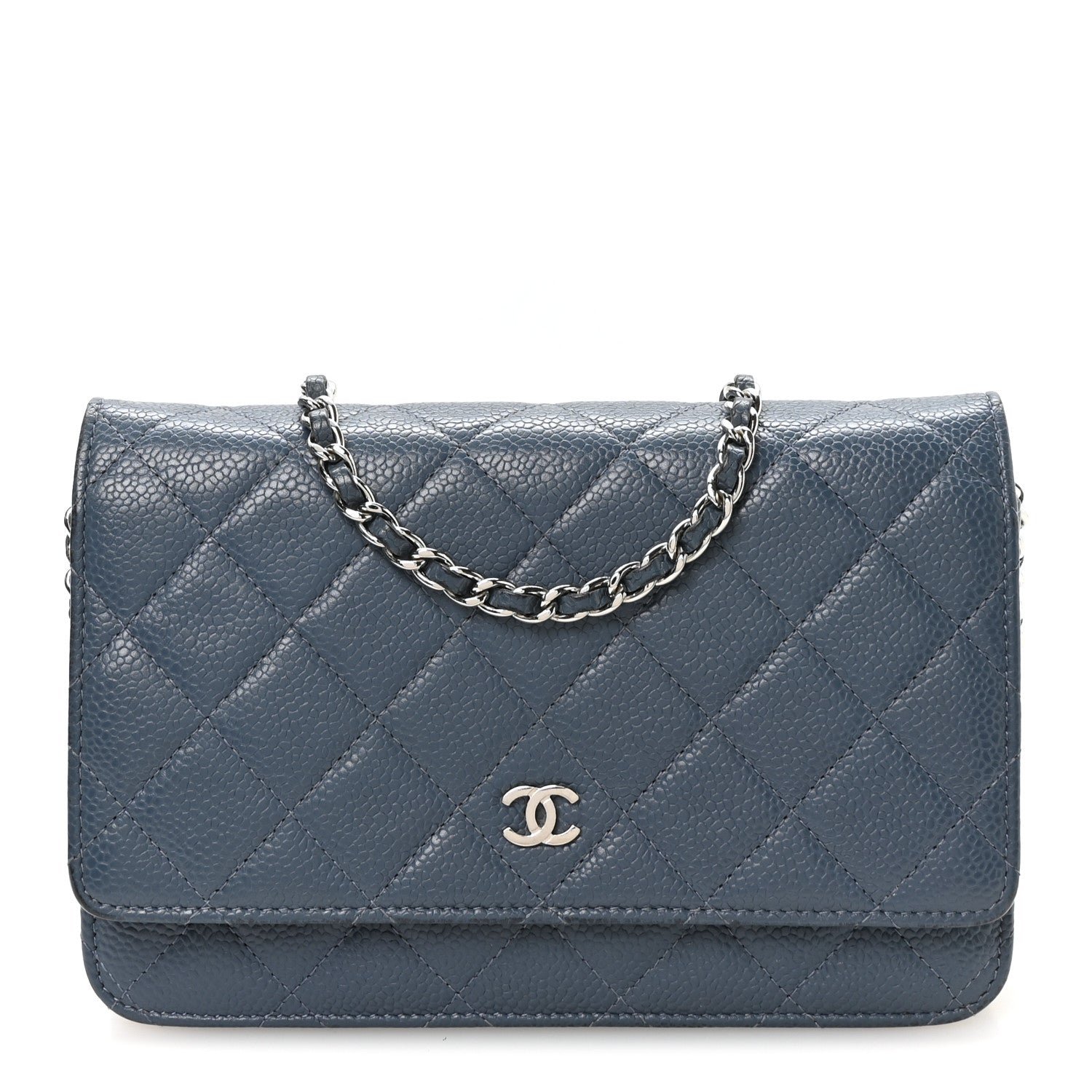 Chanel Caviar Quilted Wallet on Chain WOC Blue