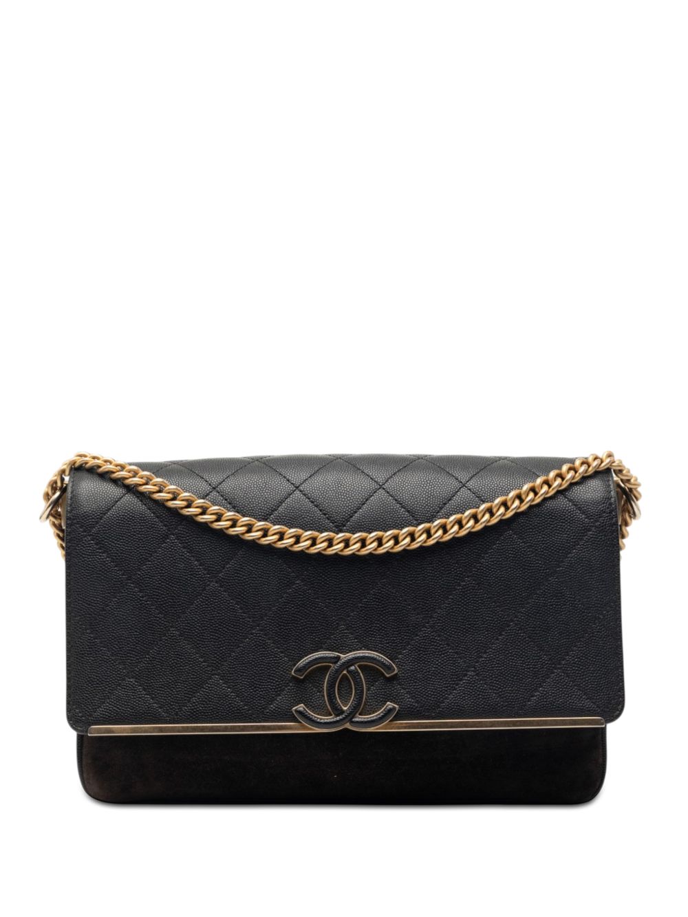2018-2019 CC Stitched Caviar and Suede Lady Coco Flap shoulder bag