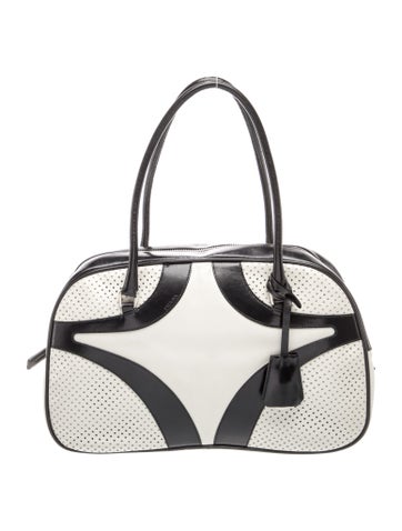 Prada Enameled Metal Triangle Top Handle Bag