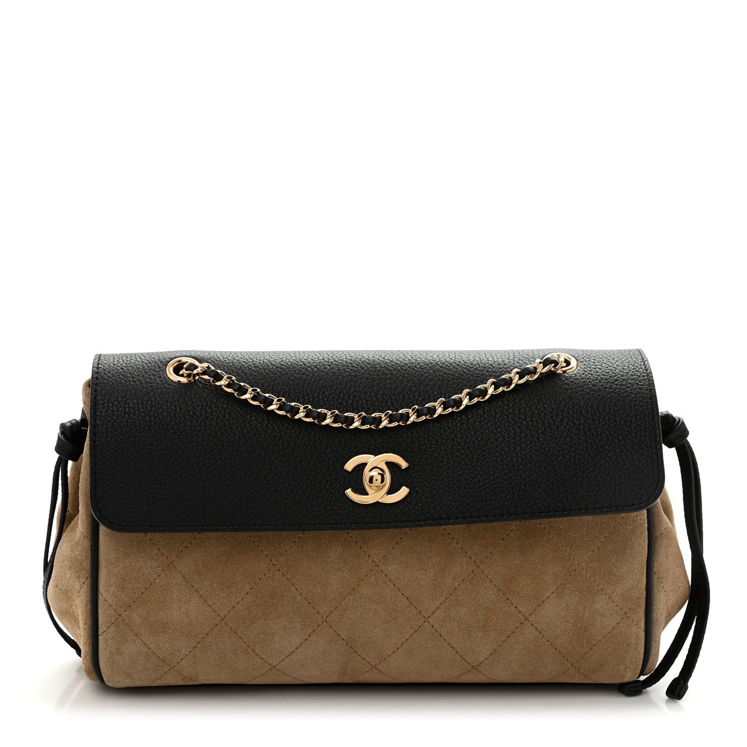 Chanel Grained Calfskin Suede Urban Essentials Flap Dark Beige Black