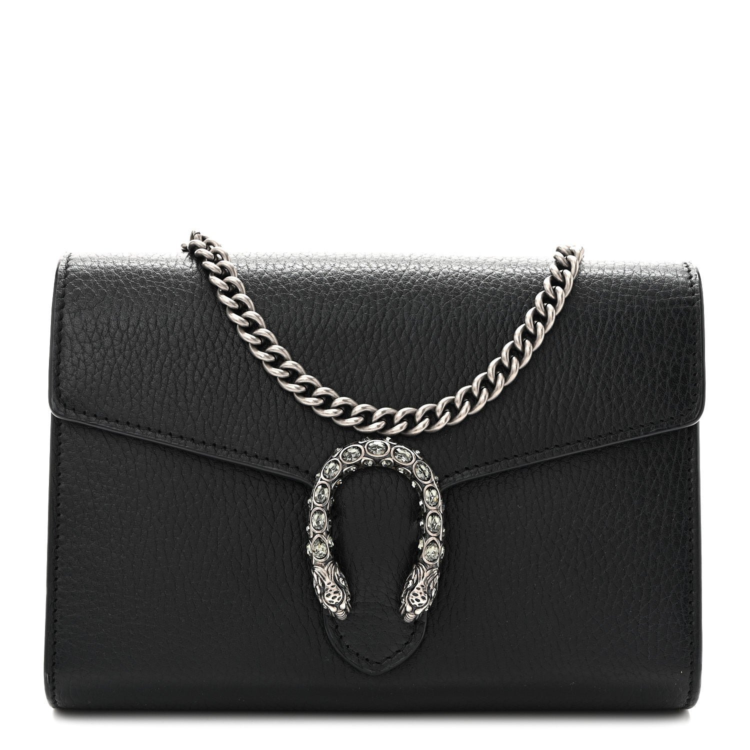 Gucci Calfskin Mini Dionysus Chain Wallet Black