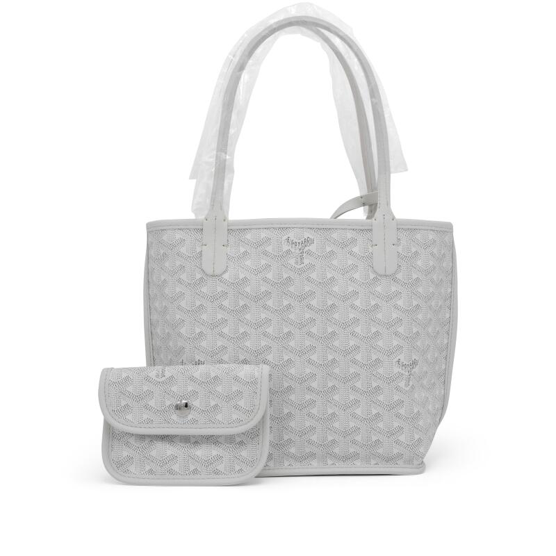 Goyard White Goyardine Canvas and Chevroches Calfskin Anjou Mini Bag