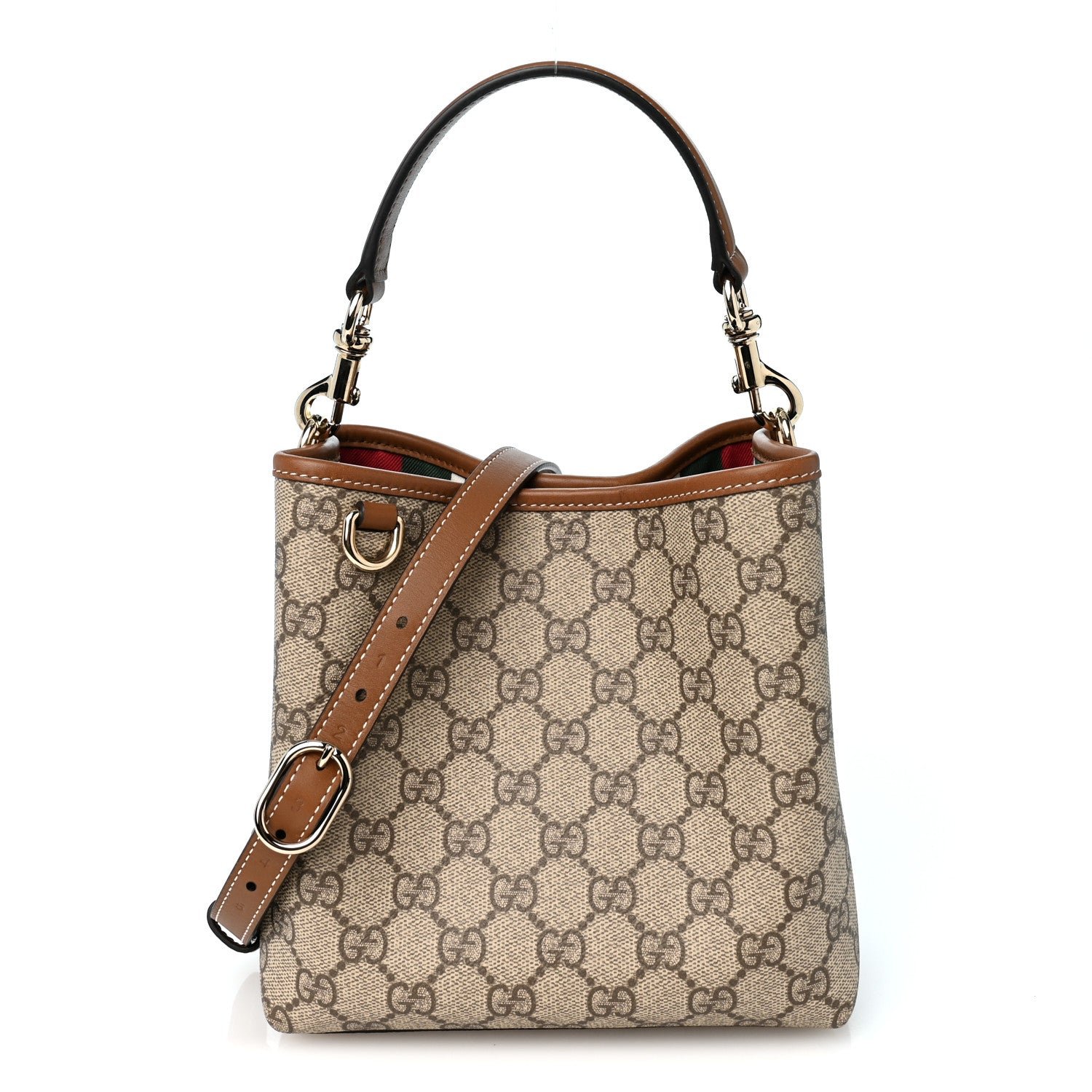 Gucci GG Supreme Monogram Emblem Small Shoulder Bag Beige Ebony Sundial