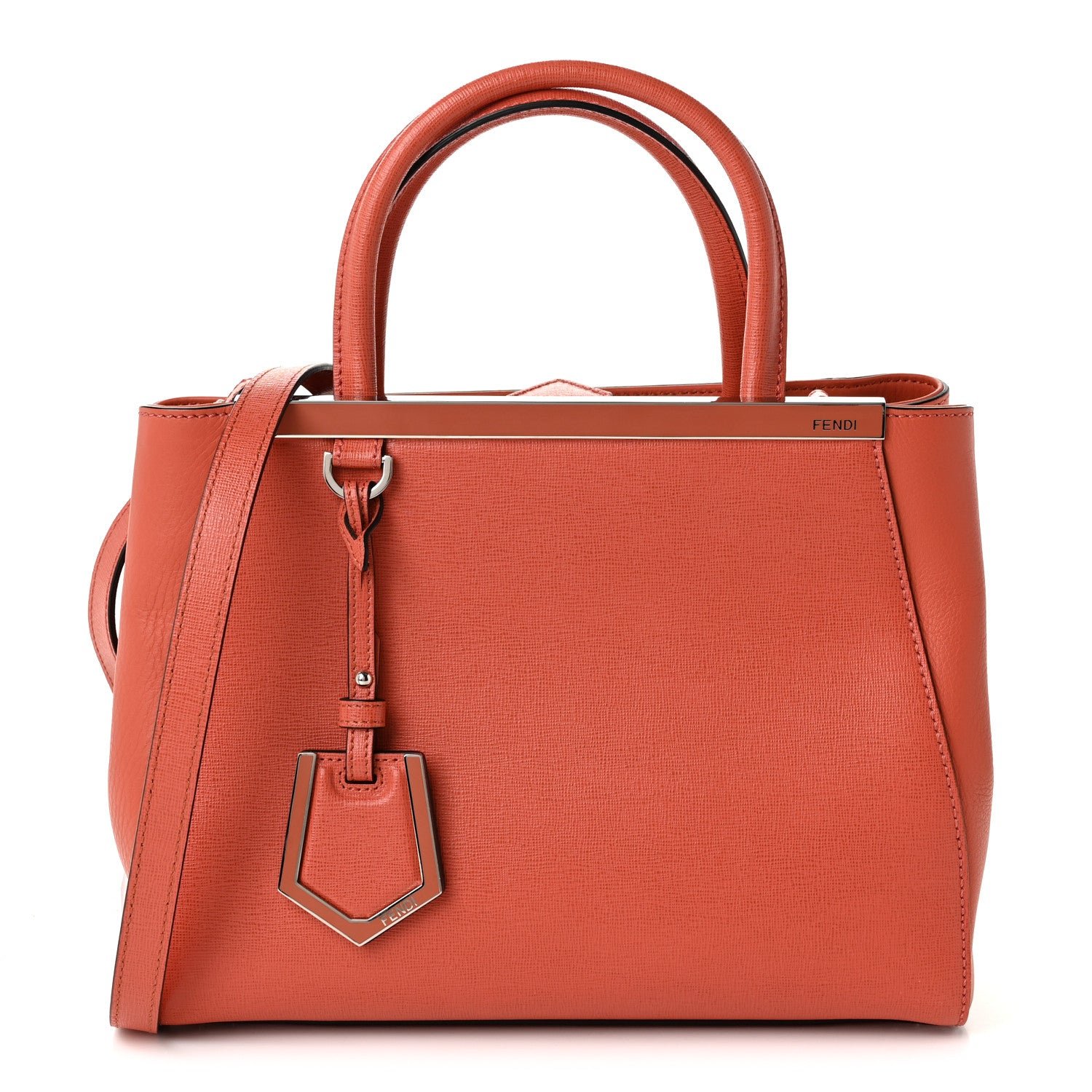 Fendi Vitello Elite Flamingo Petite 2Jours Tote Rosso Pimento