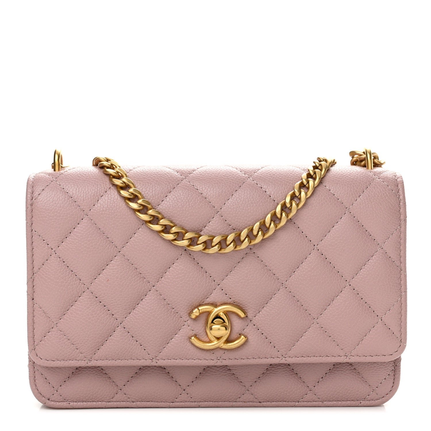 Chanel Caviar Quilted Sweetheart Wallet On Chain WOC Pink