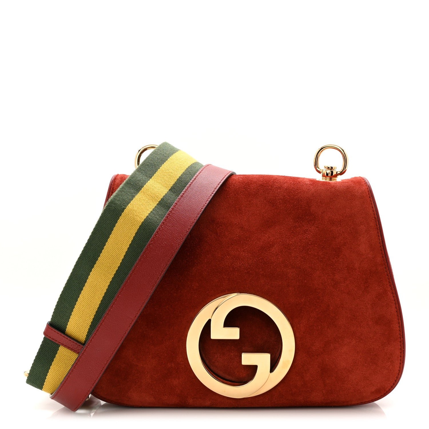 Gucci Suede Talco Roxy Calfskin Web Medium Blondie Shoulder Flap Bag Blondie Red