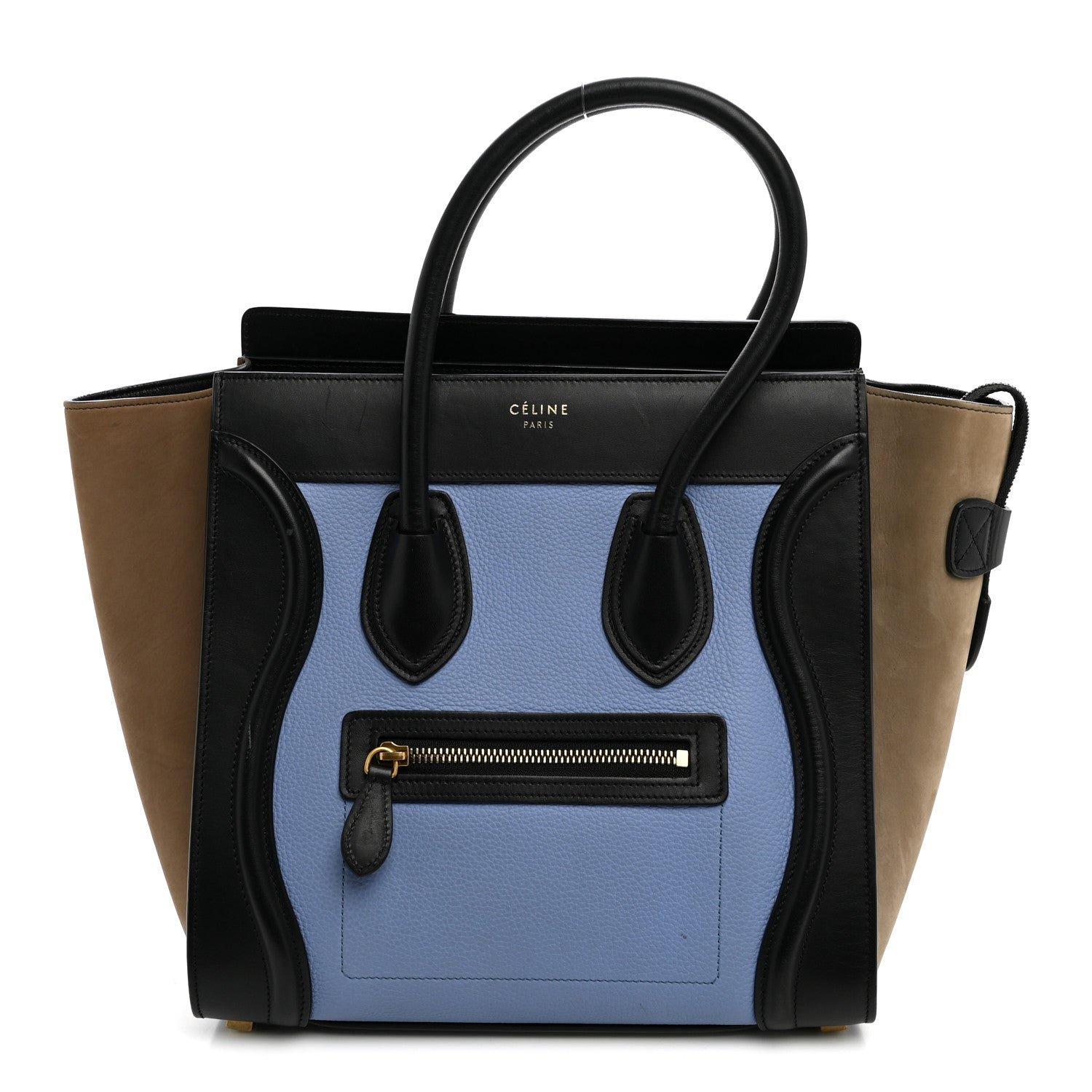 Celine Baby Grained Calfskin Nubuck Micro Tri-Color Luggage Porcelain