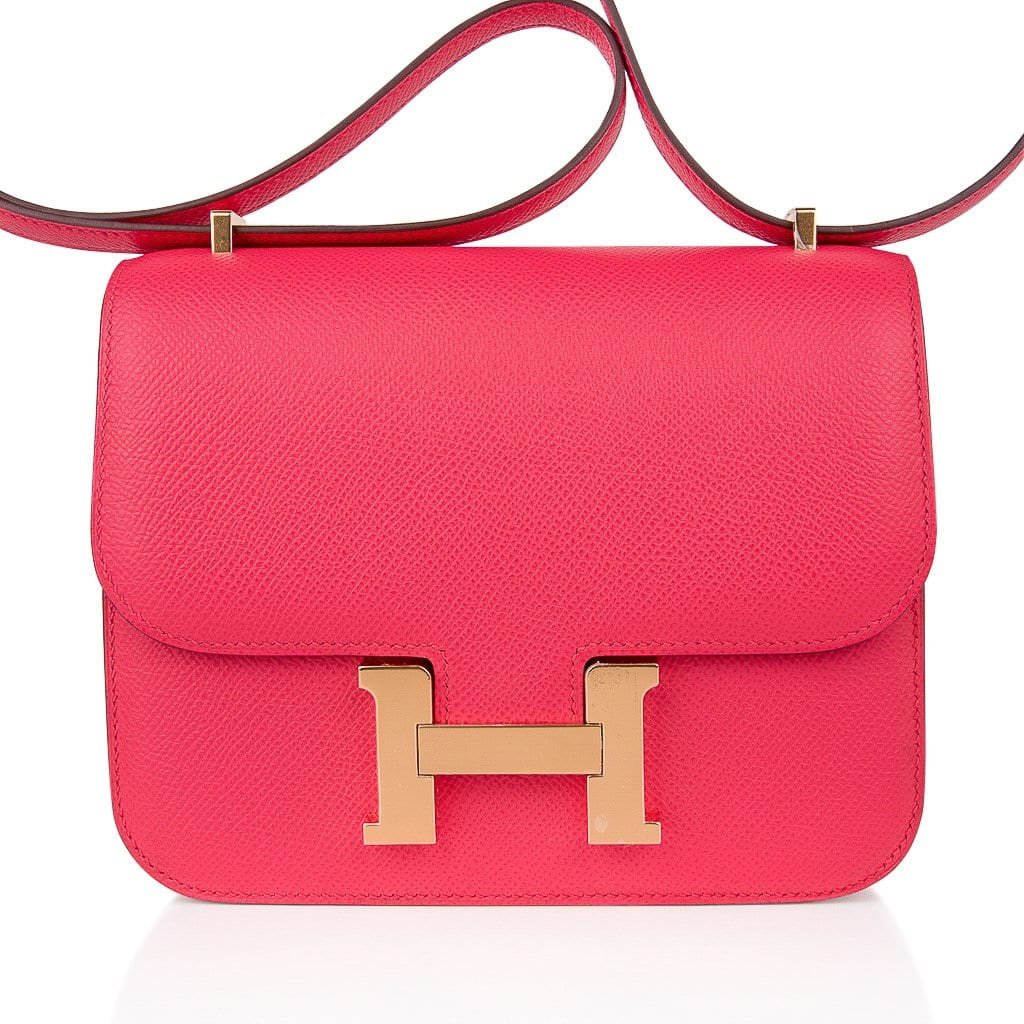 Hermes Hermes Mini Constance 18 Bag Rose Extreme Epsom Leather with Gold Hardware