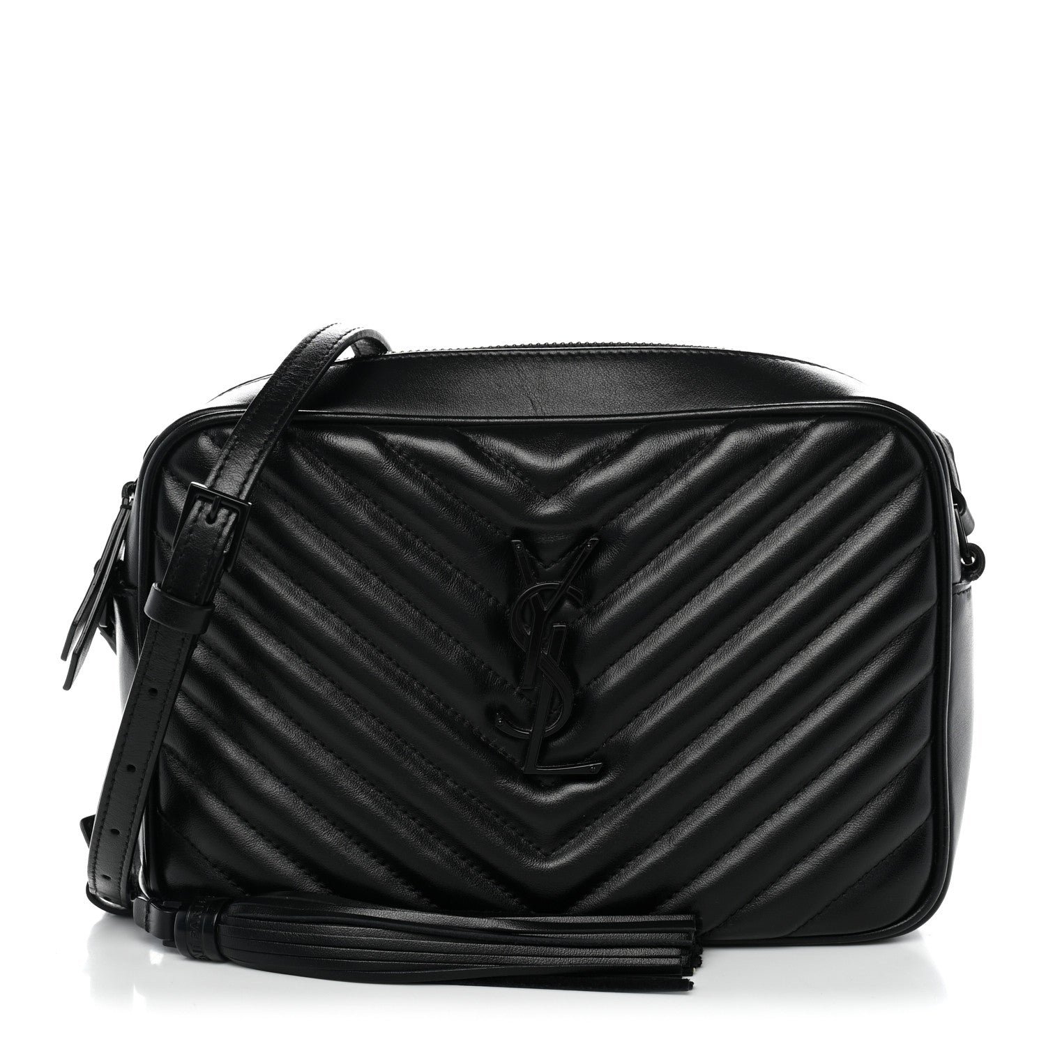 Saint Laurent Calfskin Matelasse Monogram Monochrome Lou Camera Bag Black