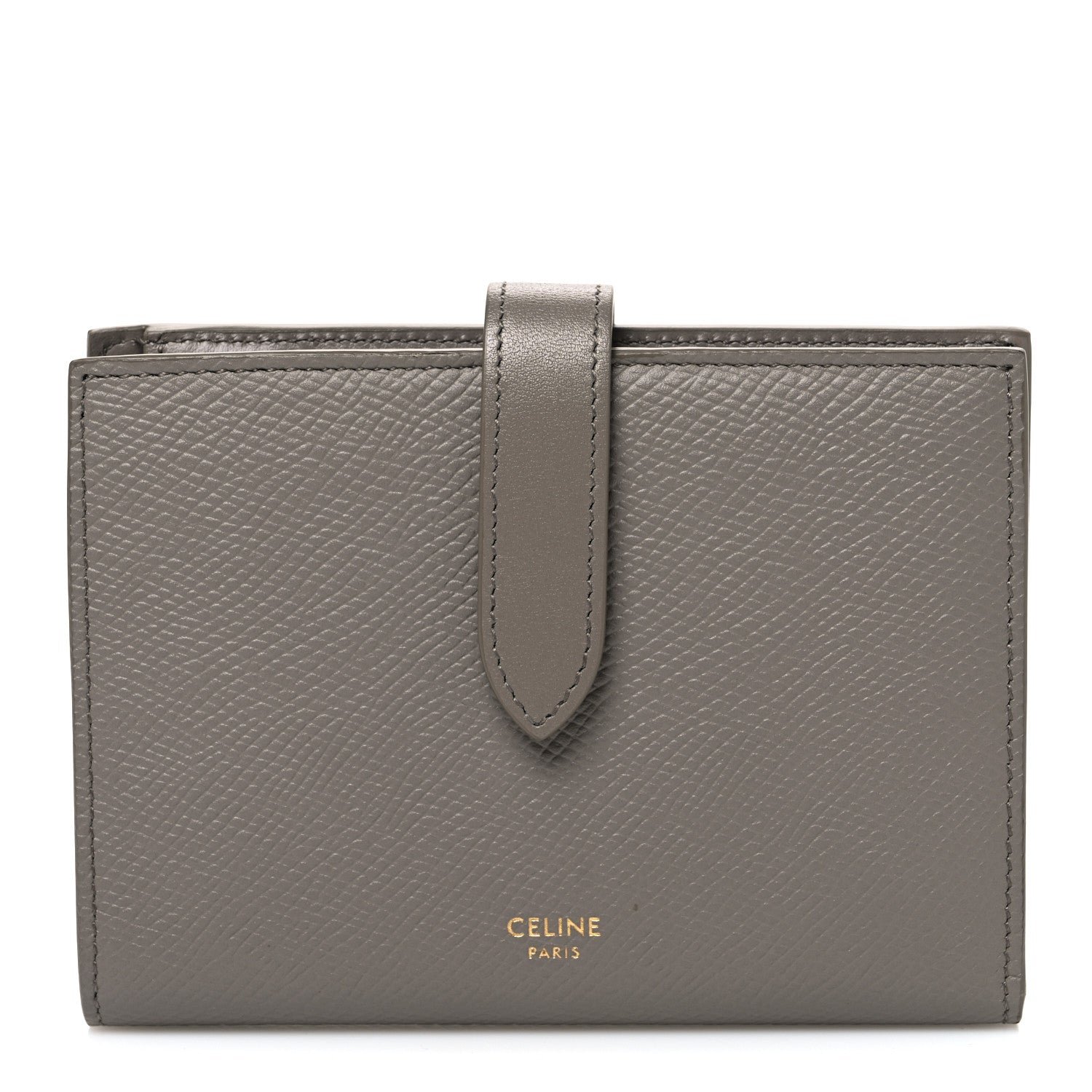 Celine Grained Calfskin Medium Multifunction Strap Wallet Pebble