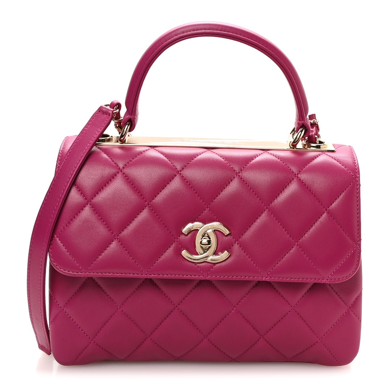 Chanel Lambskin Quilted Small Trendy CC Flap Dual Handle Bag Dark Pink