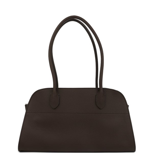 The Row The Row Margaux Shoulder 12 Deep Brown Calfskin Silver Hardware