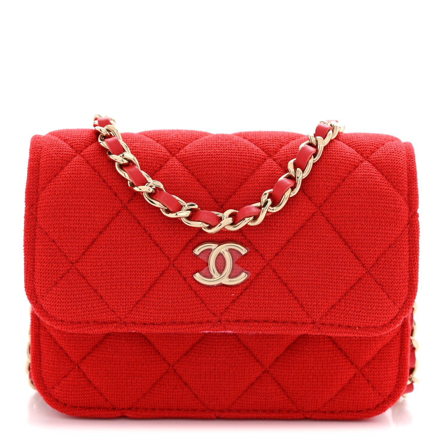 Chanel Jersey Quilted Micro Mini Flap Red