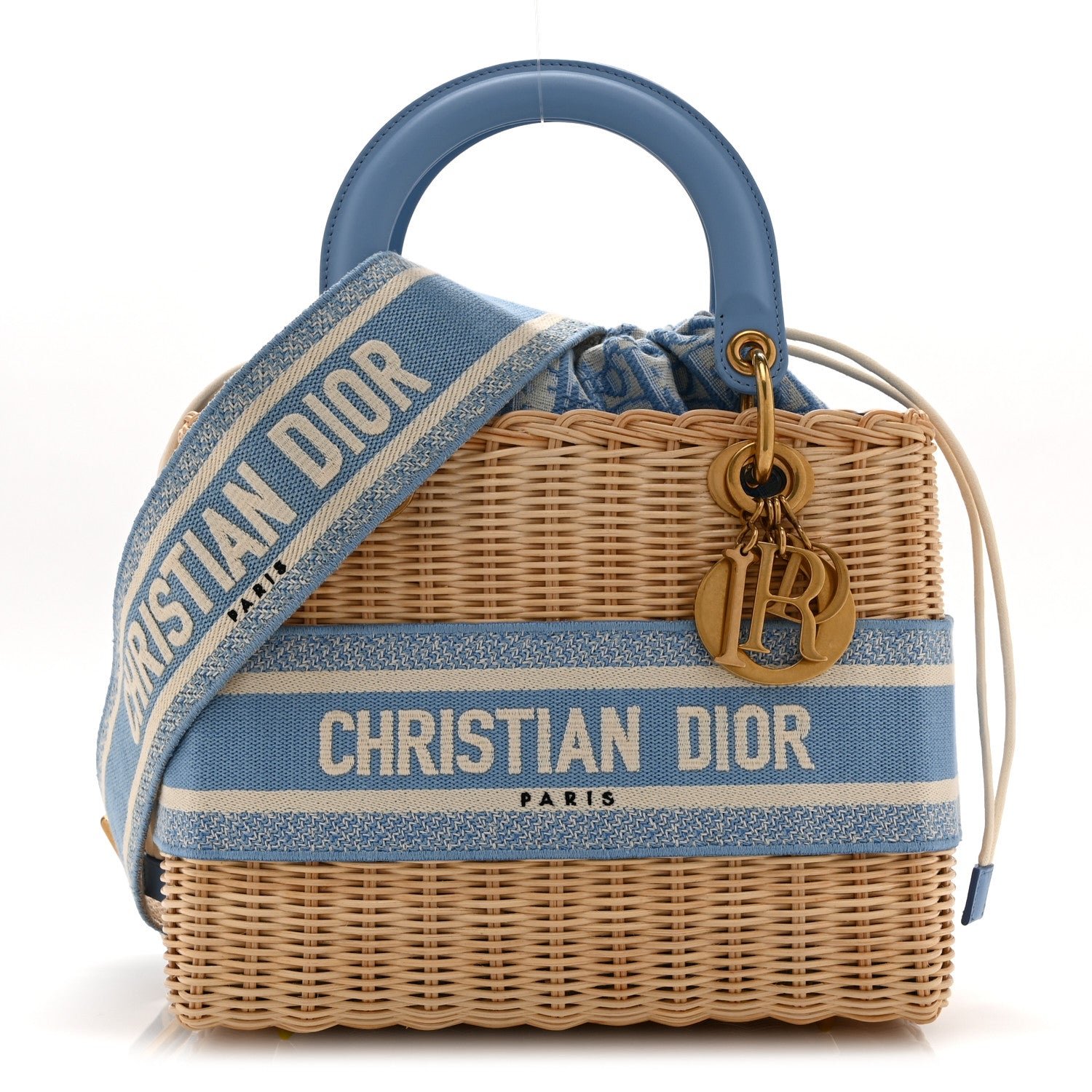 Christian Dior Wicker Oblique Medium Lady Dior Bag Cornflower Blue