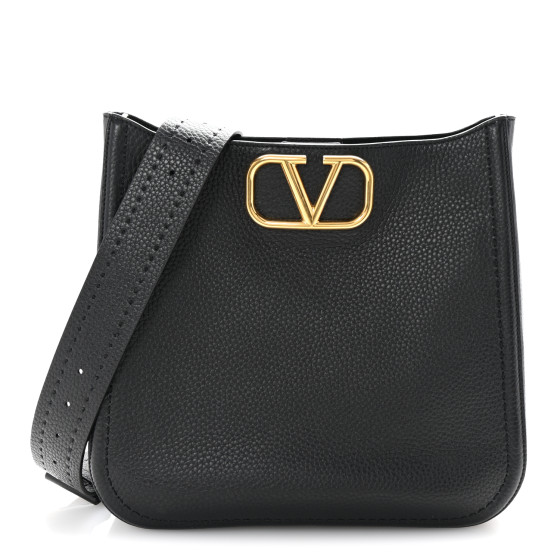 Valentino Garavani Soft Grainy Calfskin Alltime Large Hobo Black