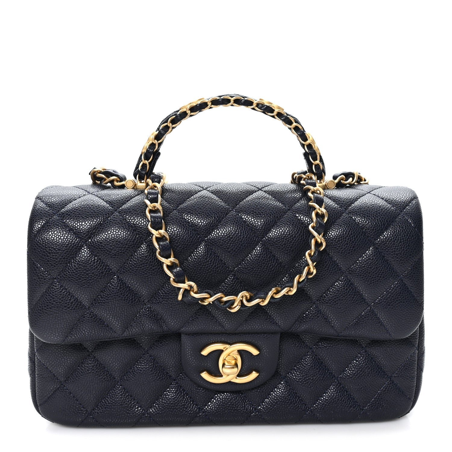 Chanel Caviar Quilted Small Handy CC Flap Navy