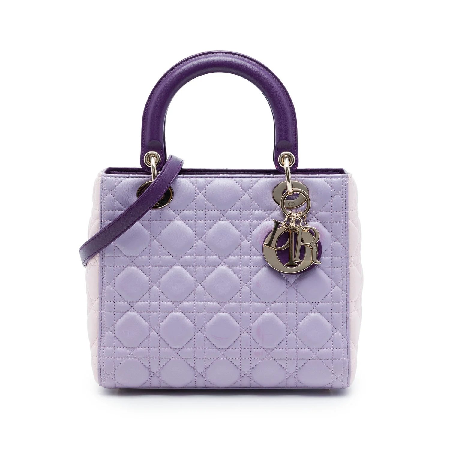 Medium Tricolor Lambskin Cannage Lady Dior