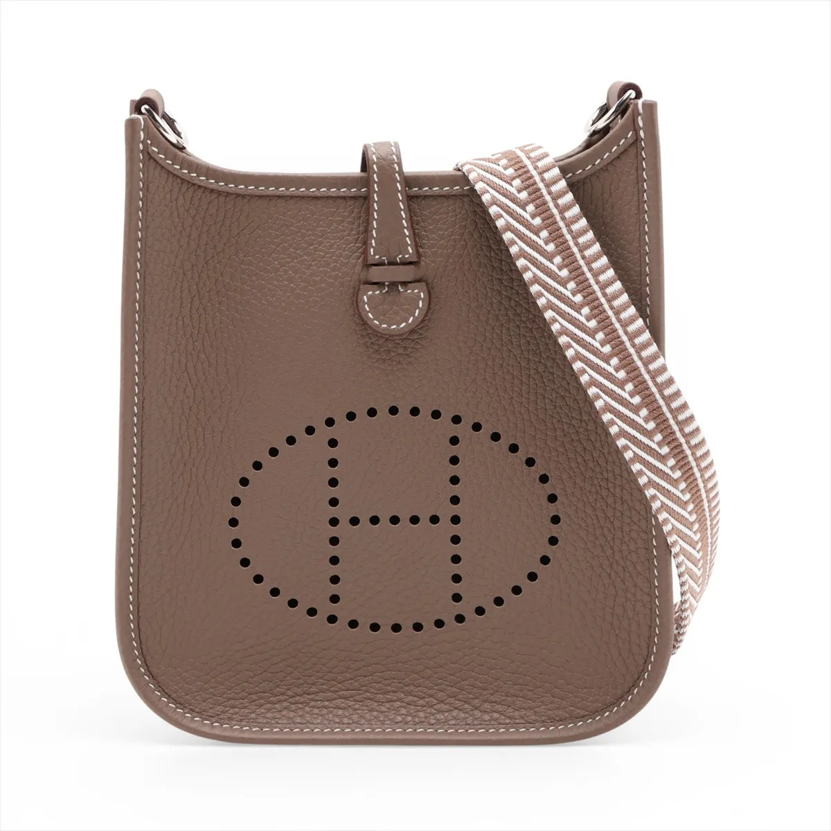 Hermès evelyn 16 TPM Amazon Sangle Kaval Taurillon Clemence Etoupe Silver Metal