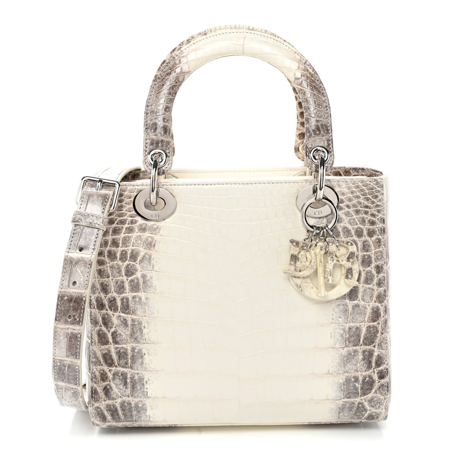 Christian Dior Niloticus Crocodile Himalaya Medium Lady Dior Latte