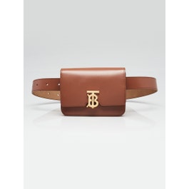 Burberry Burberry Brown Leather TB Monogram Belt Bag