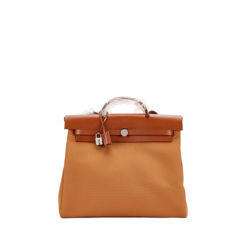 Hermes Fauve Vache Hunter and Dune and Magnolia Toile Verso Herbag Zip 39 Palladium Hardware, 2020