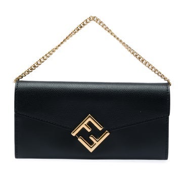Calf Leather Smooth and Grained Calfskin Vitello King Cruise FF Diamonds Continental Envelope Wallet On Chain