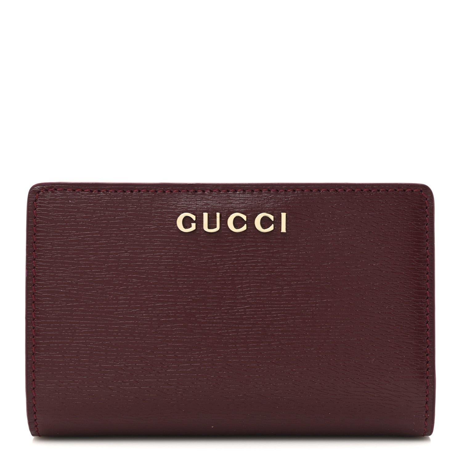 Gucci Calfskin Script Card Case Wallet Rosso Ancora Red