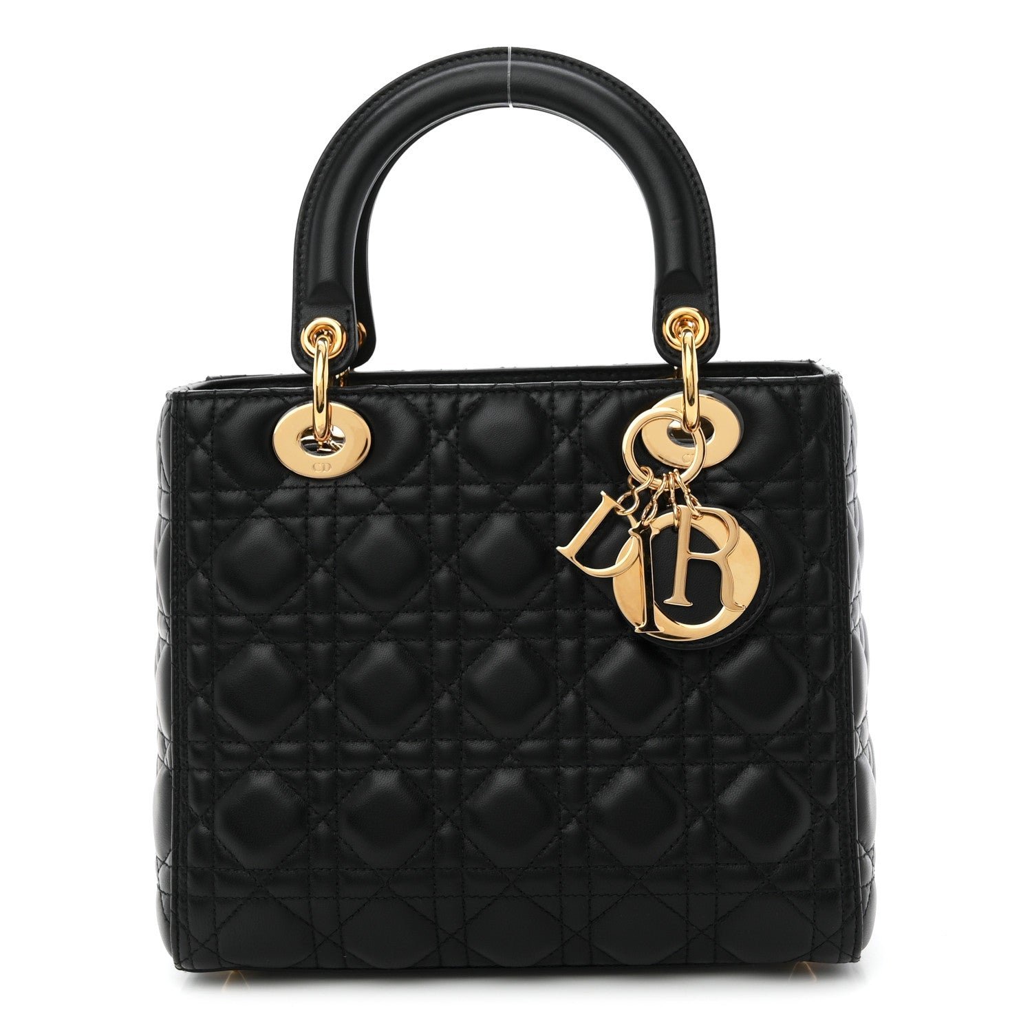 Christian Dior Lambskin Cannage Medium Lady Dior Black