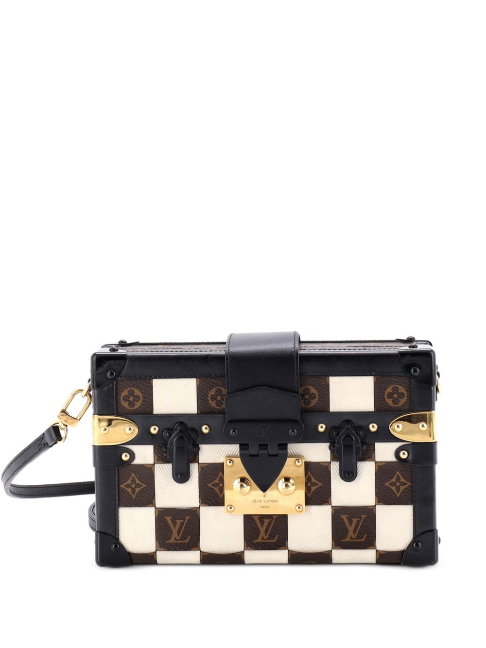 Louis Vuitton Petite Malle Handbag Damier Tressage Monogram Canvas and Leather clutch bag