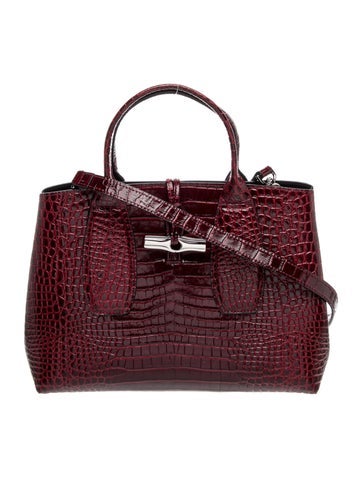 Longchamp Embossed Leather Top Handle Bag