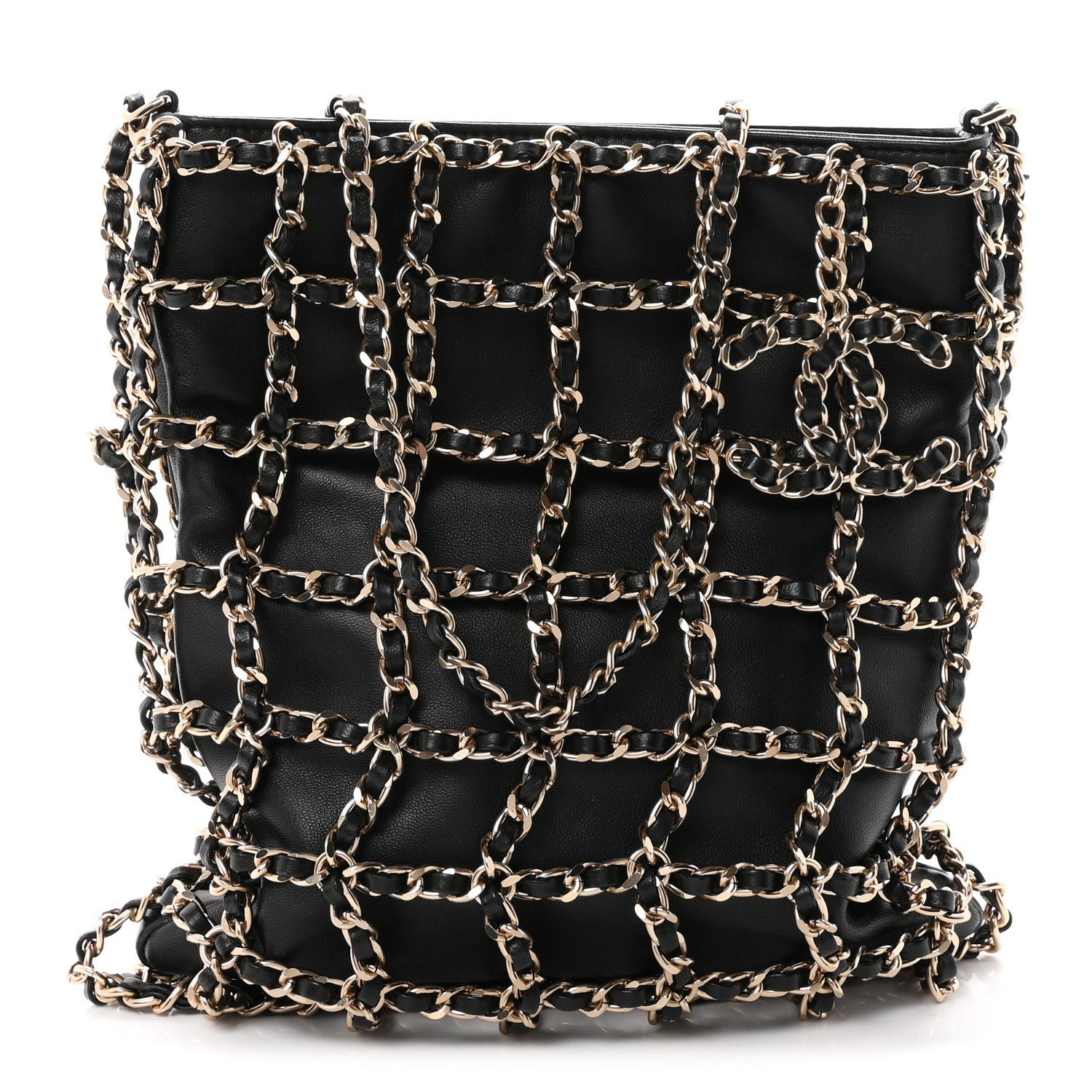 Chanel Lambskin Shopping Chain Tote Black