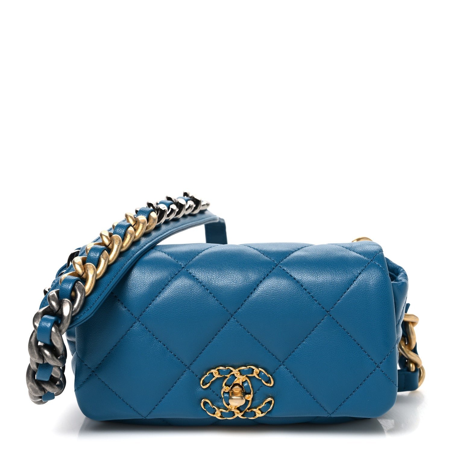 Chanel Lambskin Quilted Chanel 19 Waist Bag Blue
