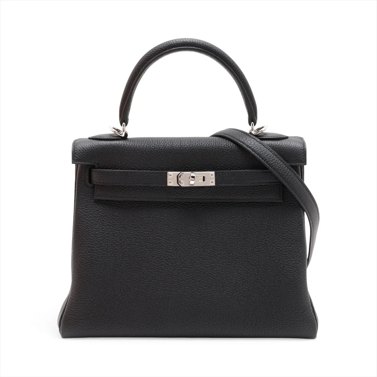 Hermès Kelly 25 Le Tournay Togo Black Silver Metal Fittings