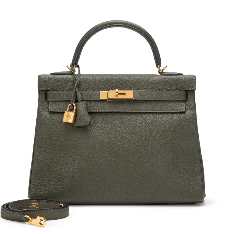 Hermes Vert de Gris Togo Retourne Kelly 32 Gold Hardware, 2021