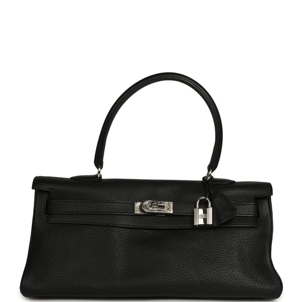 Vintage Hermes Shoulder Kelly 42 JPG Black Clemence Palladium Hardware