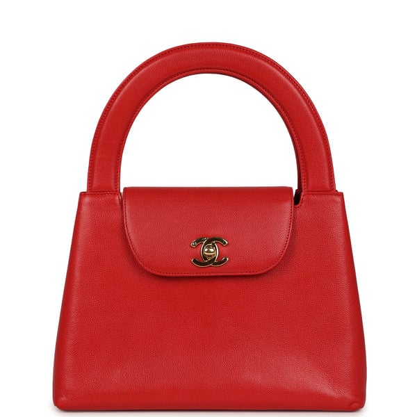 Vintage Chanel Large Kelly Red Caviar Gold Hardware