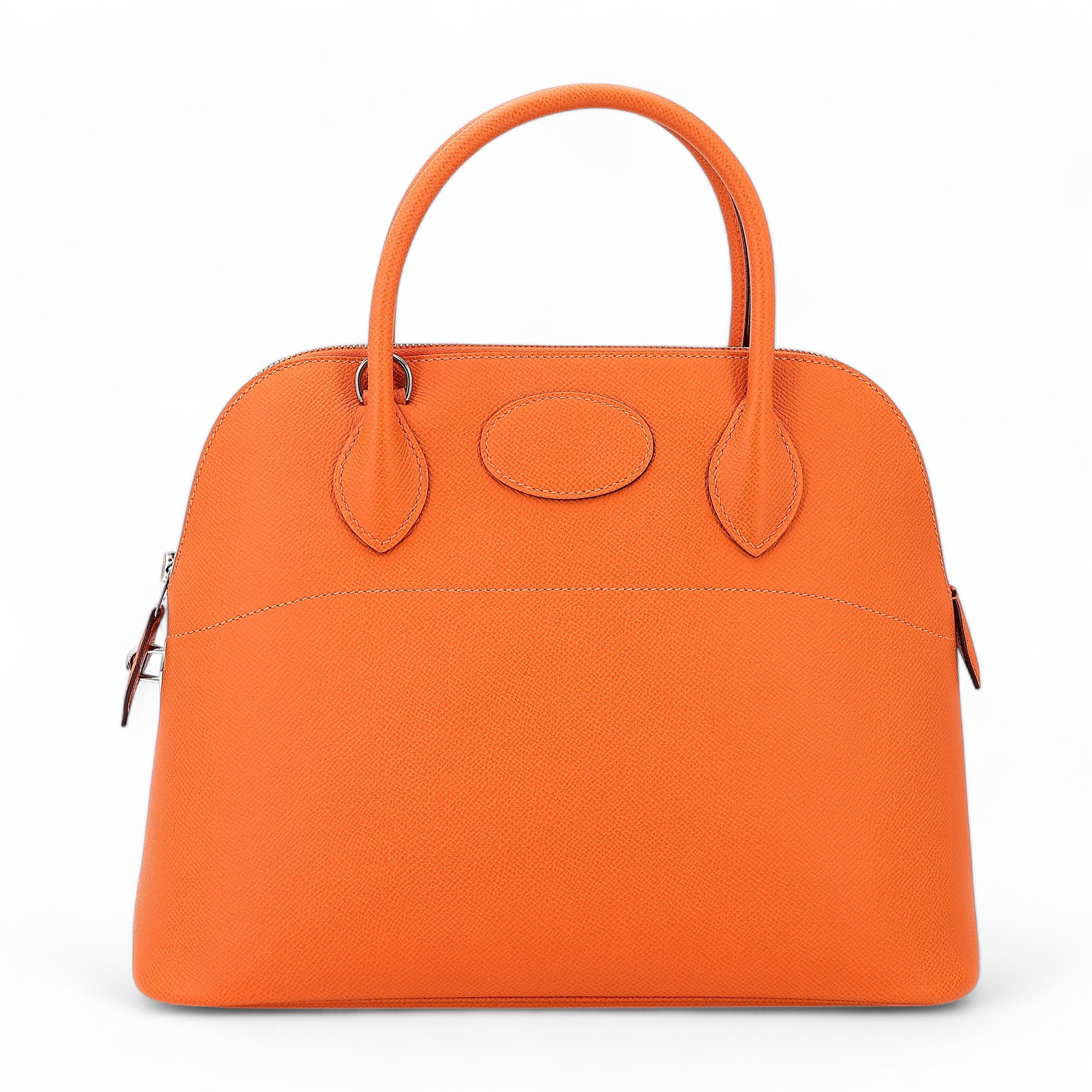 Hermes Excellent ( Rank SA ) HERMÈS Bolide 31 Orange (93) Epsom Palladium hardware Square J (2006)