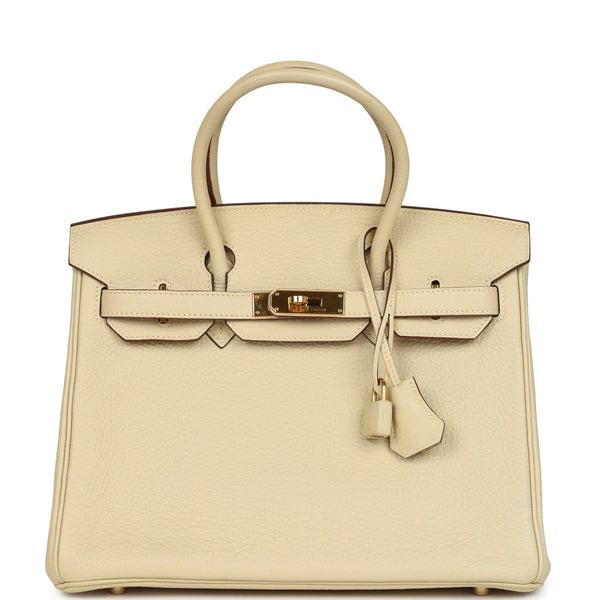 Hermes Pre-owned Hermes Birkin 30 Parchemin Clemence Gold Hardware