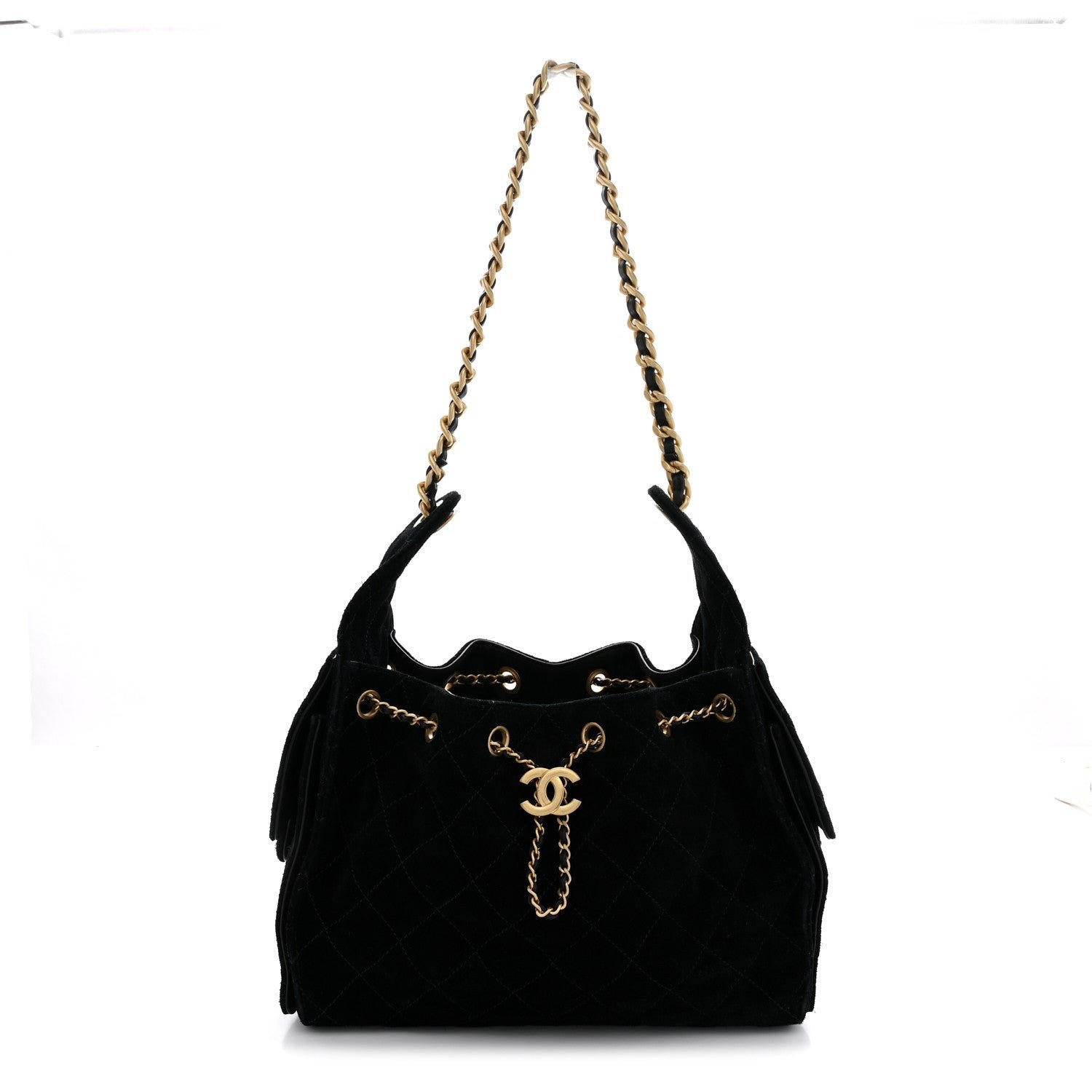 Chanel Suede Quilted Small Chanel 25 Handbag Black