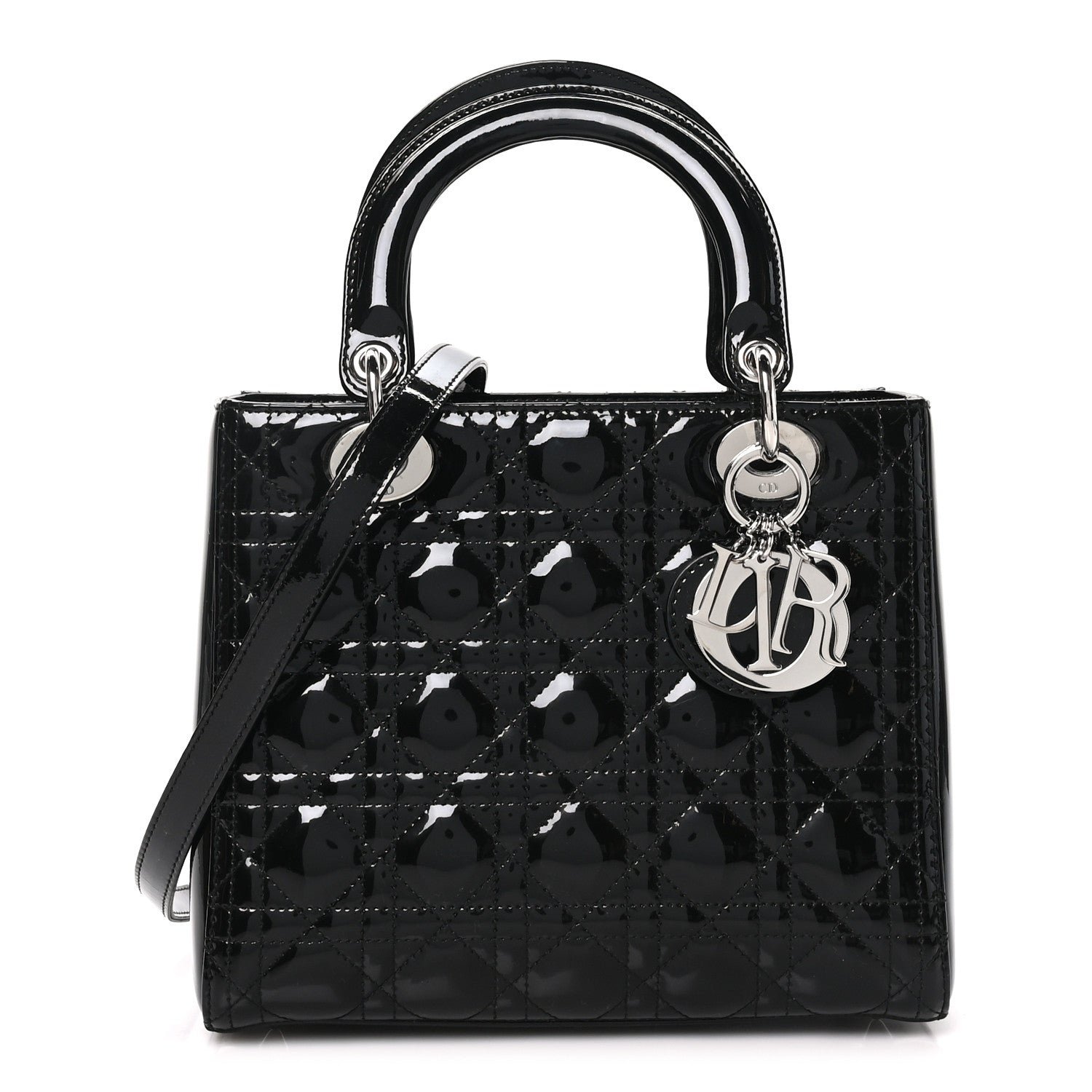 Christian Dior Patent Cannage Medium Lady Dior Black
