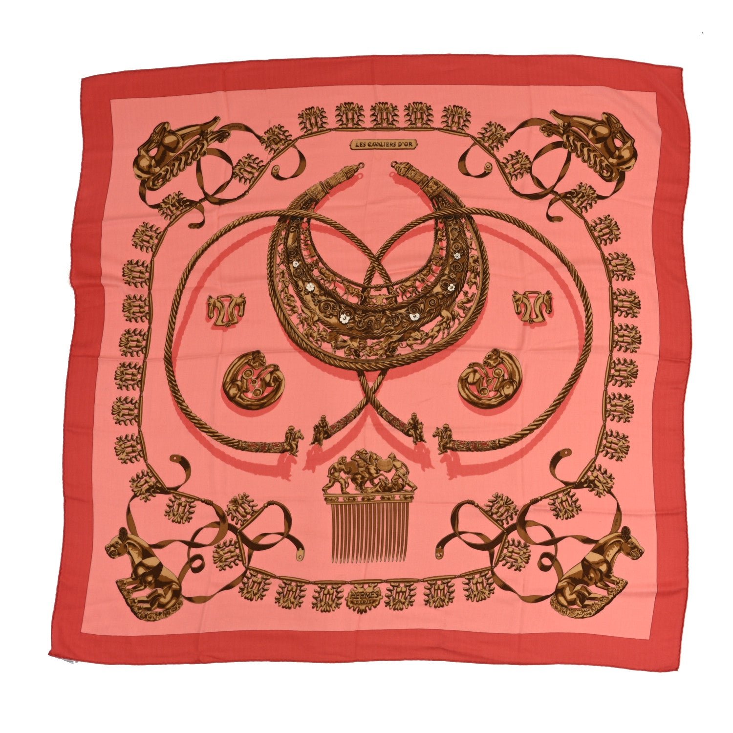 Hermes Hermes Silk Cashmere Les Cavaliers D'Or Scarf 140