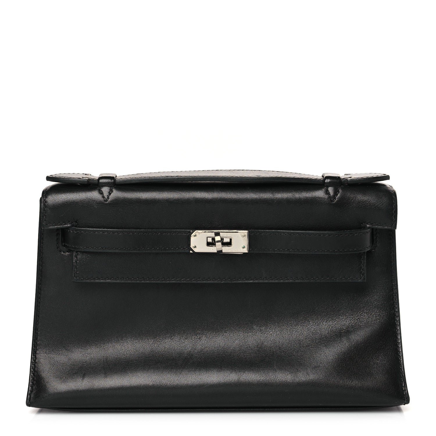 Hermes Tadelakt Kelly Pochette Clutch Black