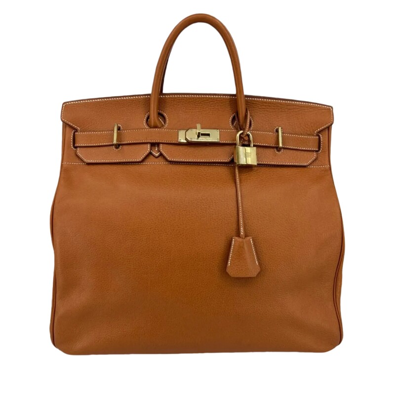 Hermes Vintage Natural Ardennes HAC Haut à Courroies Birkin 45 Gold Hardware, 1999