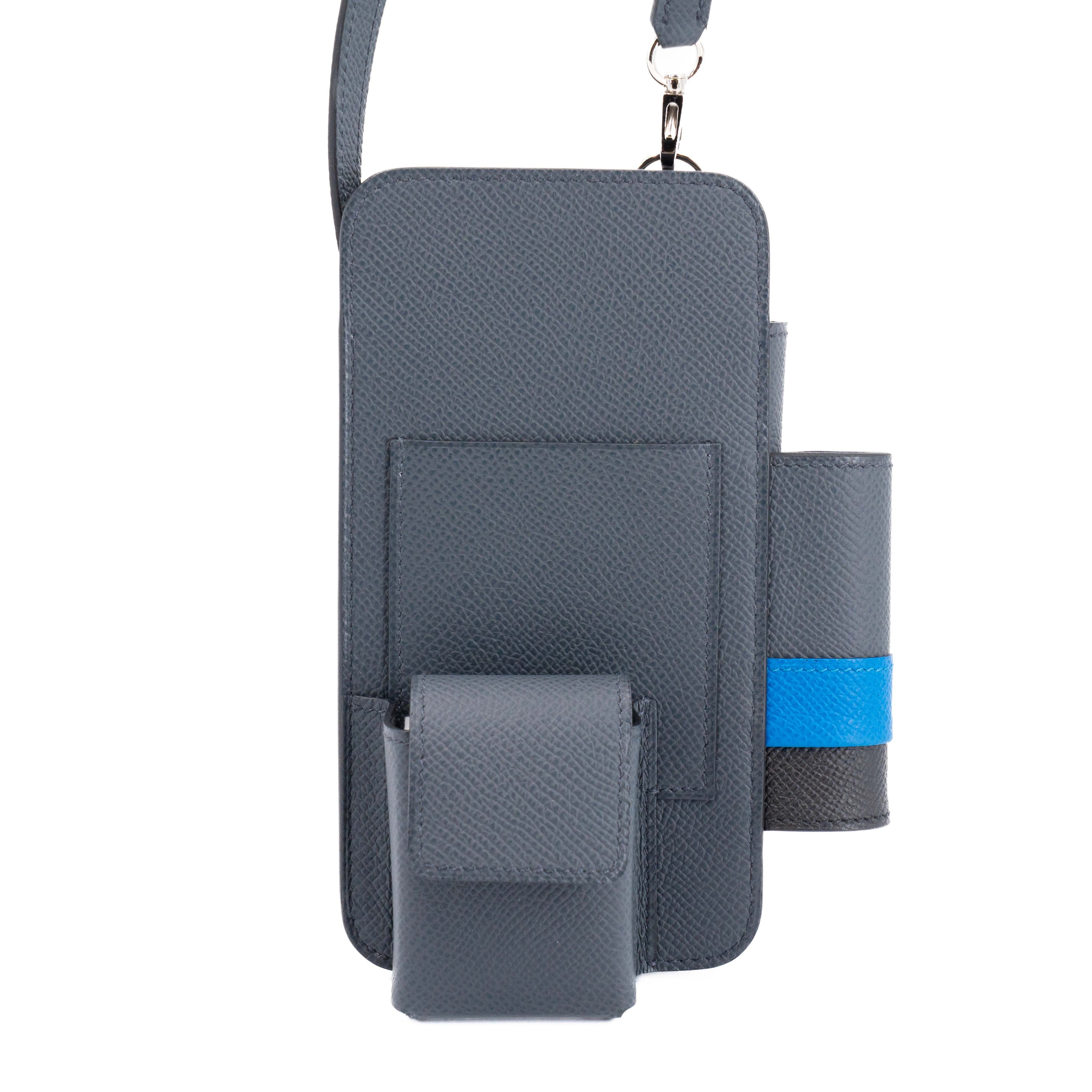 Excellent ( Rank SA ) HERMÈS Hermesaway phone case Gris misty (H0) Bleu Zanzibar (B3) Noir (89) Epsom Palladium hardware W (2024)