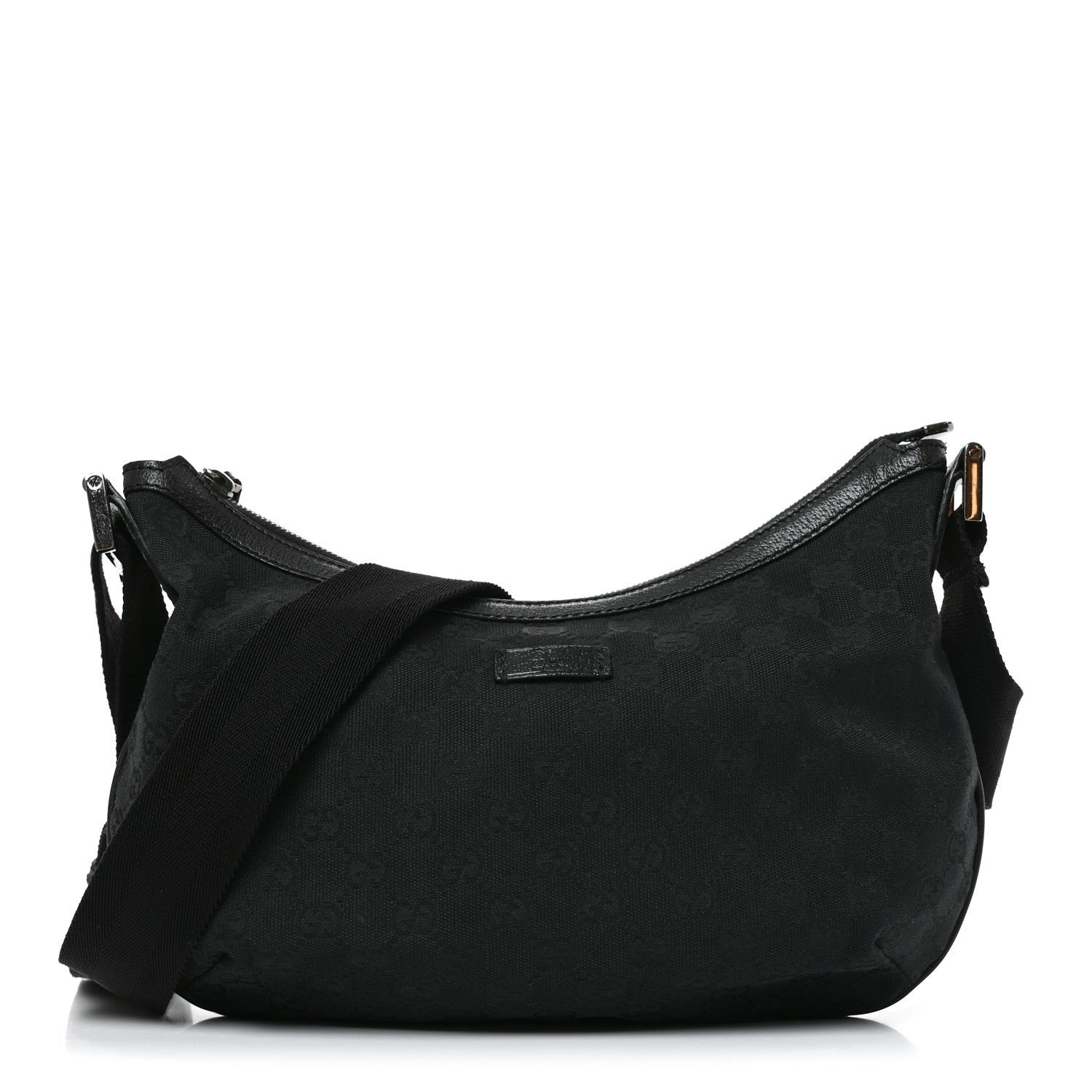 Gucci Monogram Medium Half Moon Hobo Black