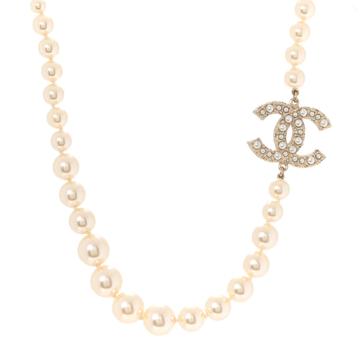 Chanel Pearl CC 100th Anniversary Necklace Light Gold