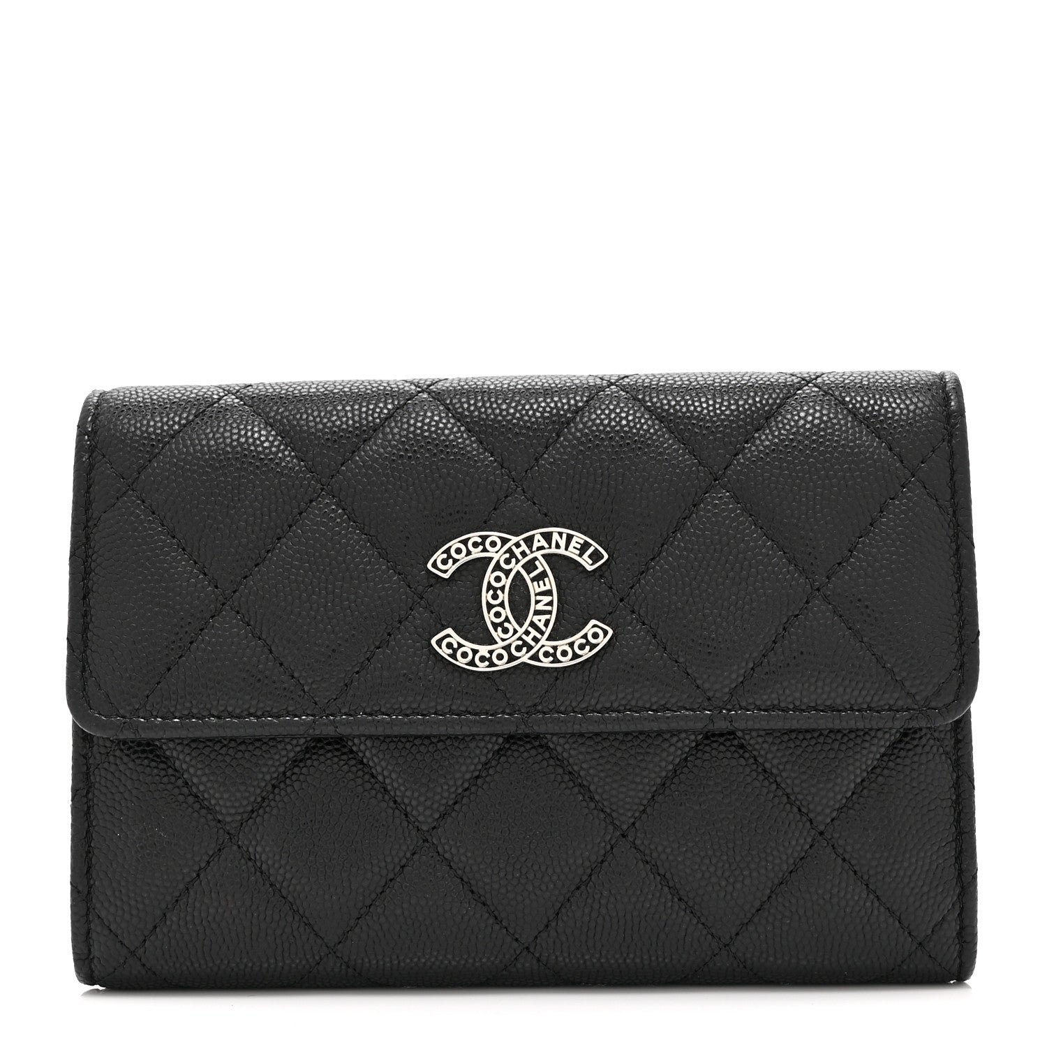 Chanel Caviar Quilted Coco Chanel CC Medium Flap Wallet Black