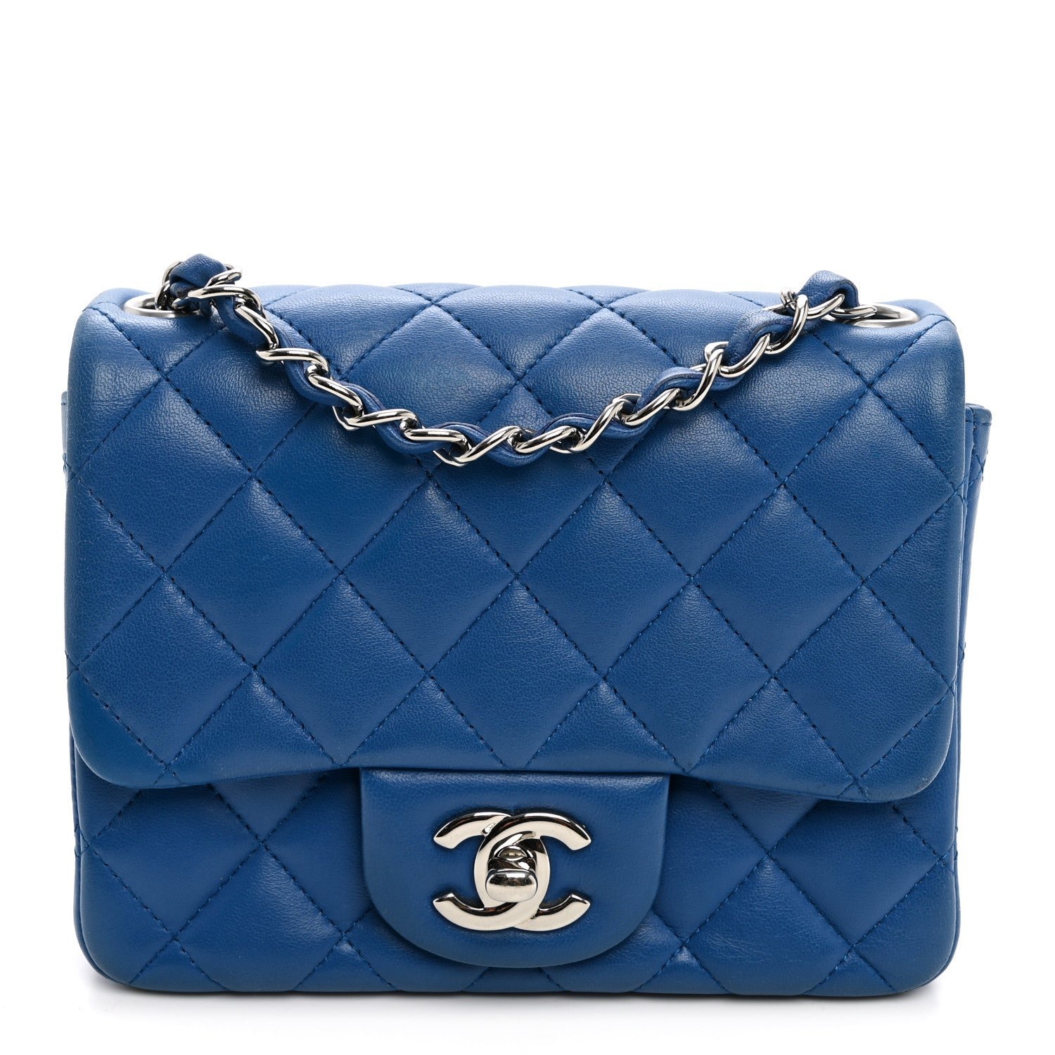 Chanel Lambskin Quilted Mini Square Flap Blue